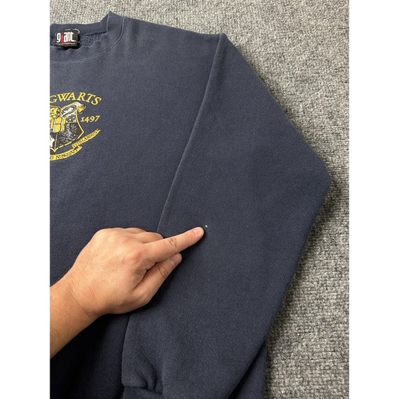 Mens Crewneck Giant Hogwarts Harry Potter Blue Sweatshirt 2000s, Size L - Picture 9 of 9